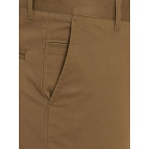 Men Regular Fit Khaki Cotton Blend Trousers