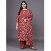 Tissu Cotton Printed Kurti With Palazzo Womens Stitched Salwar Suit - Maroon ( Pack of 1 ) - None