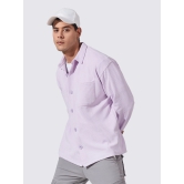 Plain Textured Beige Half Sleeve Shirt-M / Lavender