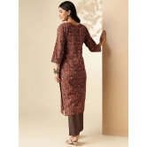 Vbuyz Cotton Printed Straight Womens Kurti - Brown ( Pack of 1 ) - None