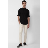 Men Black Slim Fit Solid Full Sleeves Casual Shirt