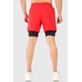 Fuaark Red Polyester Lycra Mens Gym Shorts ( Pack of 1 ) - None