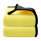 Auto Hub Yellow 800 GSM Microfiber Cloth For Automobile ( Pack of 2 )