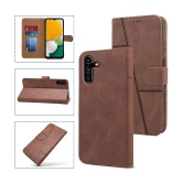 NBOX - Brown Artificial Leather Flip Cover Compatible For Samsung Galaxy A14 5G ( Pack of 1 ) - Brown