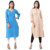 DESHBANDHU DBK - Multicolor Cotton Womens Straight Kurti ( Pack of 2 ) - None