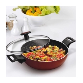 Milton Pro Cook Granito Induction Kadhai With Glass Lid, 30 cm / 4.9 Litre, Maroon