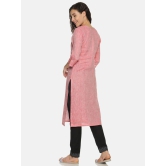 Women Hemp Red Straight Kurta