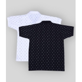 Neuvin White and Black Printed Cotton Polo T Shirts for Boys Pack of 2 - None