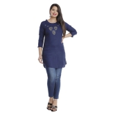 HIGHLIGHT FASHION EXPORT - Navy Viscose Womens Straight Kurti ( Pack of 1 ) - M