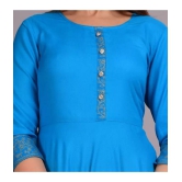 Smien Rayon Printed Anarkali Womens Kurti - Blue ( Pack of 1 ) - None