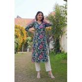 Vbuyz Cotton Printed Straight Womens Kurti - Blue ( Pack of 1 ) - None