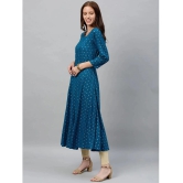 KIPEK - Blue Rayon Womens Flared Kurti ( Pack of 1 ) - None