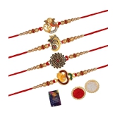 Silver Shine - Red Religious Rakhi ( Pack of 4 ) - None