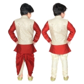 ahhaaaa Kids Indian Ethnic Waistcoat, Kurta, Breaches and Dhoti Pant Set for Baby Boys - None