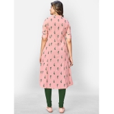 Vbuyz - Pink Cotton Women's Front Slit Kurti ( Pack of 1 ) - None