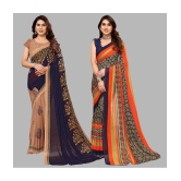 ANAND SAREES Georgette Printed Saree With Blouse Piece - Multicolour ( Pack of 2 ) - Multicolour