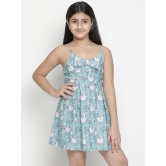 Oxolloxo Girls Blue & Off White Satin Dress