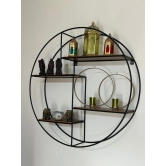 Mount Muse Solid wood Metallic Round wall storage shelf