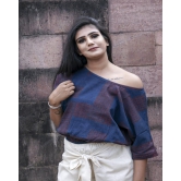 Indigo Puzzle Handwoven Organic Cotton Crop Top