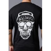 #Go Devil With Skull (in White) Printed Black Oversized T-Shirt for Men XL