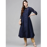 Juniper Chanderi Solid Anarkali Womens Kurti - Indigo ( Pack of 1 ) - None