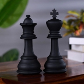 Artarium Chess Pieces King & Queen Statue Sculpture for Home Decor | Office Decor | Table Decoration Set of 2 (Black)