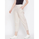 Women Beige Relaxed Regular Fit Self Design Cropped Peg Trousers