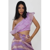 Organza ruffle top-Lavender / L