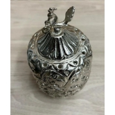 Aarna Creations Hand Crafted Silver Diya Cover| Decorative Dheemla Diya | Beautiful Light Reflection from Candle/Diya Stand | Silver Tea Light Holder