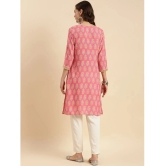 Rangita Women Pink Rayon Printed Knee Length Straight Kurti - None