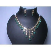 Stunning Emerald and Diamond Necklace Set in 14K White Gold