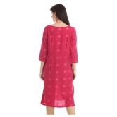 Karigari - Pink Rayon Women's Straight Kurti - L