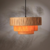 Ombre Pendant Lamp - Raffia Hanging Light, Handmade Pendant Light, Modern Decorative Lighting-Three Tier