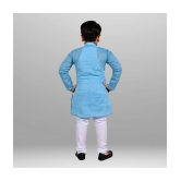 J D Creation - Turquoise Cotton Boys Kurta With Pyjama ( Pack of 1 ) - None