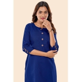 Glomee - Blue Cotton Womens Straight Kurti ( Pack of 1 ) - None