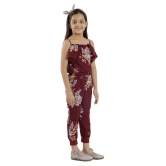 Kids Cave - Maroon Crepe Girls Jumpsuit ( Pack of 1 ) - None