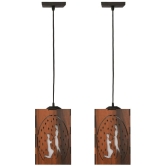 Somil Wood Hanging Light Pendant Black - Pack of 2