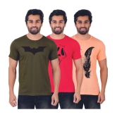 ferocious - Olive Cotton Regular Fit Men's T-Shirt ( Pack of 3 ) - None