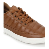 UrbanMark Mens Casual Shoes Faux Leather Sneakers -Tan - None