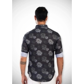 Maple Printed Black Cotton Shirt-XL - 42