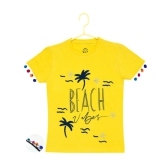 Girls Casual Short Sleeve Printed Cotton T Shirt (Yellow) PID49319