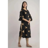 MAUKA - Black Rayon Womens Straight Kurti ( Pack of 1 ) - None