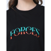 Women FORCES Printed Oversized T-Shirt-S / Black