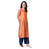 KSUT Orange Art Silk Straight Kurti - S