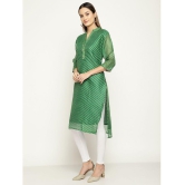 Queenley - Green Silk Women's Straight Kurti ( Pack of 1 ) - None