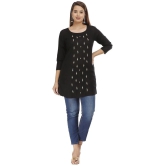 JC4U - Black Rayon Womens Straight Kurti ( Pack of 1 ) - None