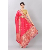 Pink & Gold-Coloured Woven Design Jacquard Banarasi Dupatta