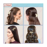 Lykaa Stylish Fancy Pearl Hair Clips, Rhinestone Crystal Golden Hair Pins (Pack of 10) Multicolor - Multi