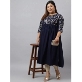 Janasya Crepe Printed Nayra Womens Kurti - Navy Blue ( Pack of 1 ) - None