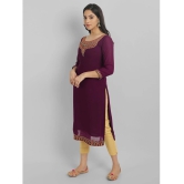 JASH CREATION Georgette Embroidered A-line Womens Kurti - Purple ( Pack of 1 ) - None